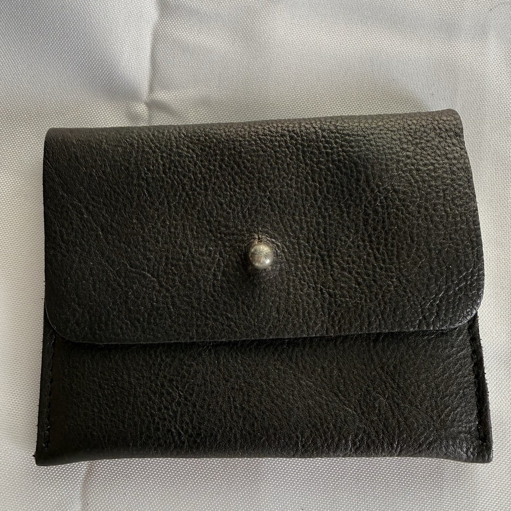 Free People Pulito Mini Wallet Leather Handmade Bi-Fold Pouch Black